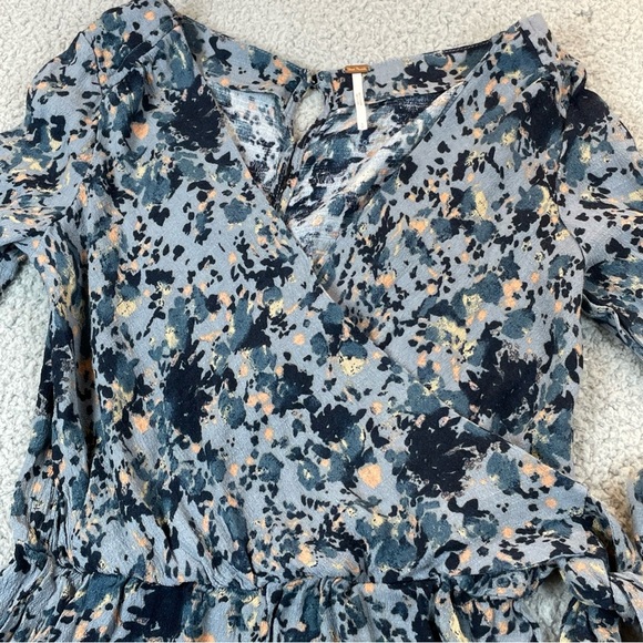 Free People  Romper Womens Small  All The Right Ruffles Raven Combo Button Back - Picture 5 of 16